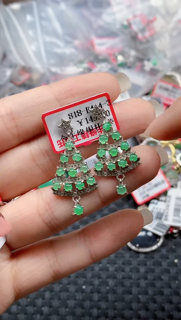 银S925镶嵌戒指翡翠天然A货缅甸翡翠