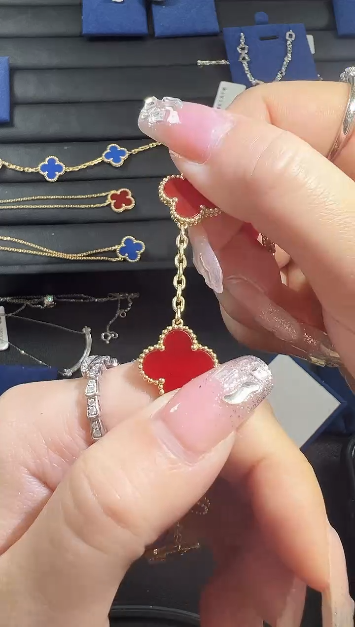 【闪购商品】玛瑙/玉髓手链18K金镶嵌红五花手链yz