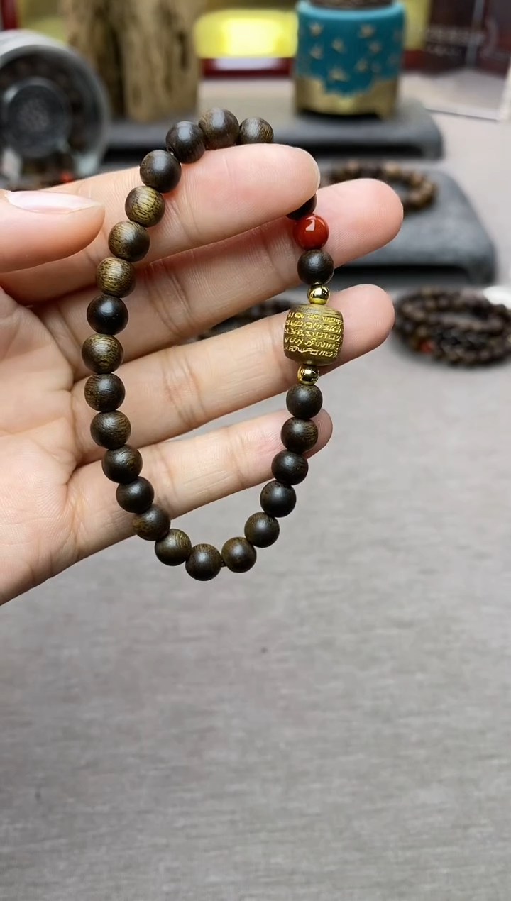 【闪购商品】沉香手串富森红土0.6+五条+配饰沉水单圈