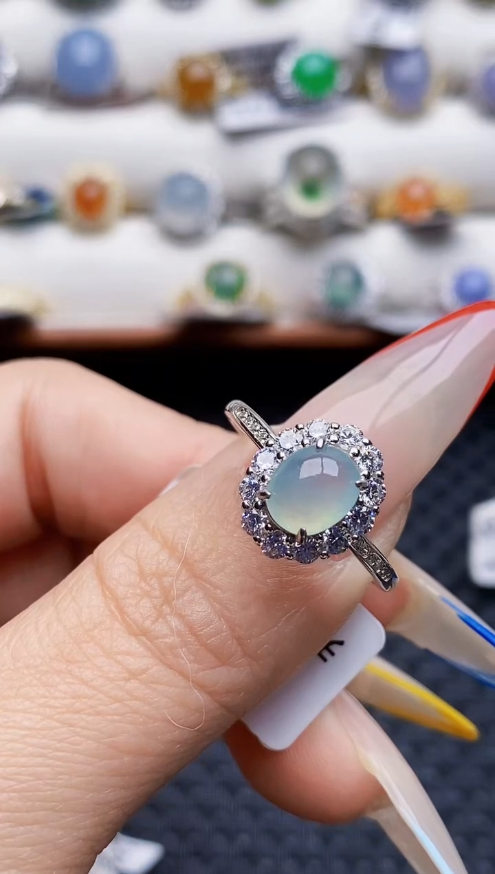 银S925镶嵌戒指翡翠5781