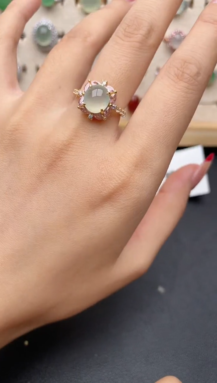 【闪购商品】翡翠戒指银S925镶嵌一物一证一礼盒