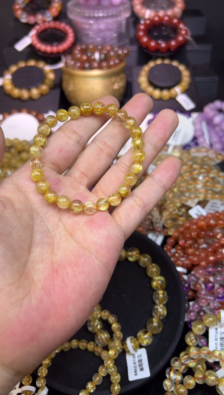 未镶嵌手串水晶金发晶7mm+