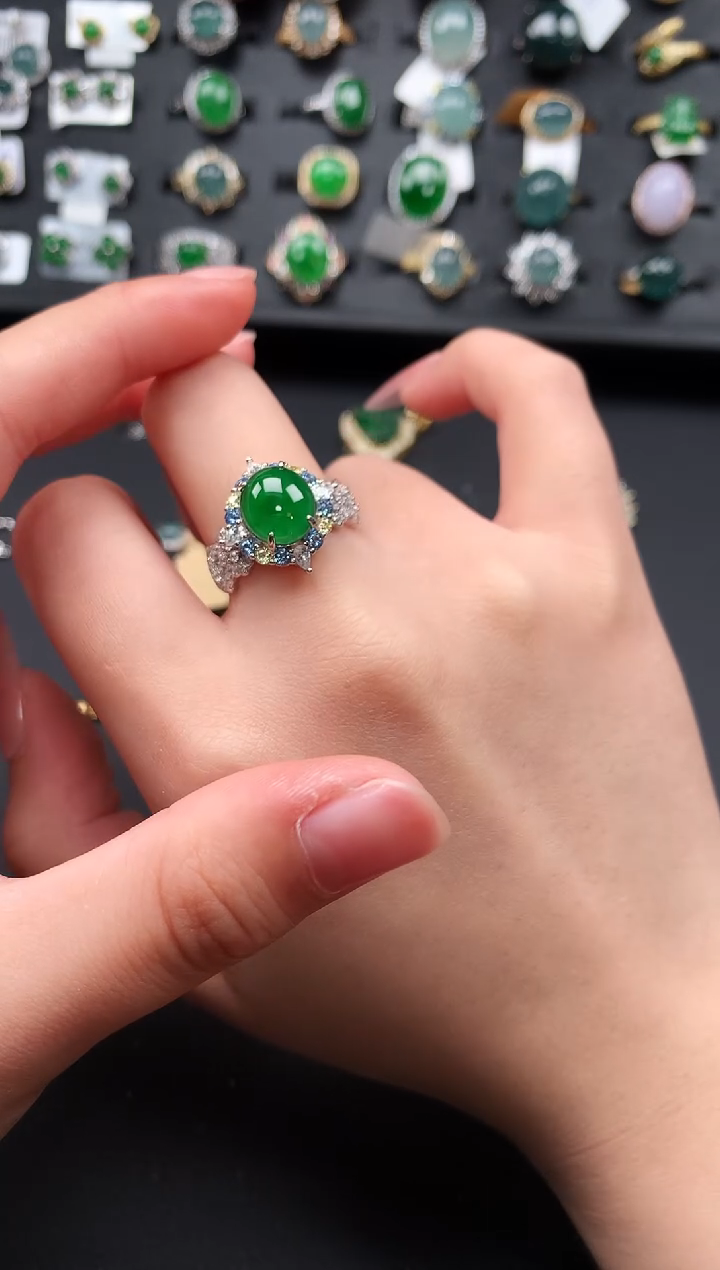 【闪购商品】翡翠戒指银S925镶嵌52111