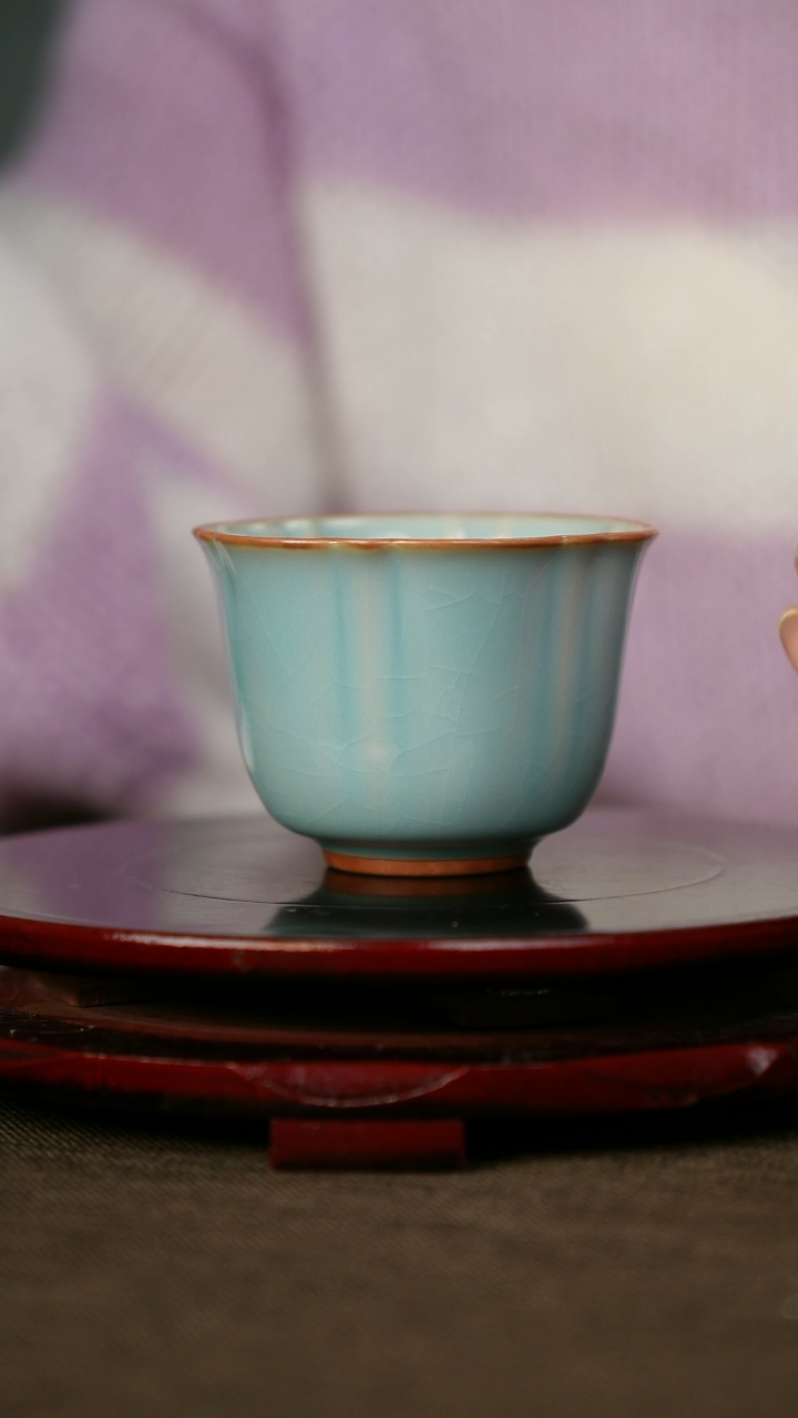 全品 天蓝 花口杯