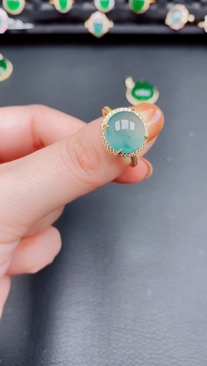 【闪购商品】翡翠戒指银S925镶嵌天然a货翡翠156