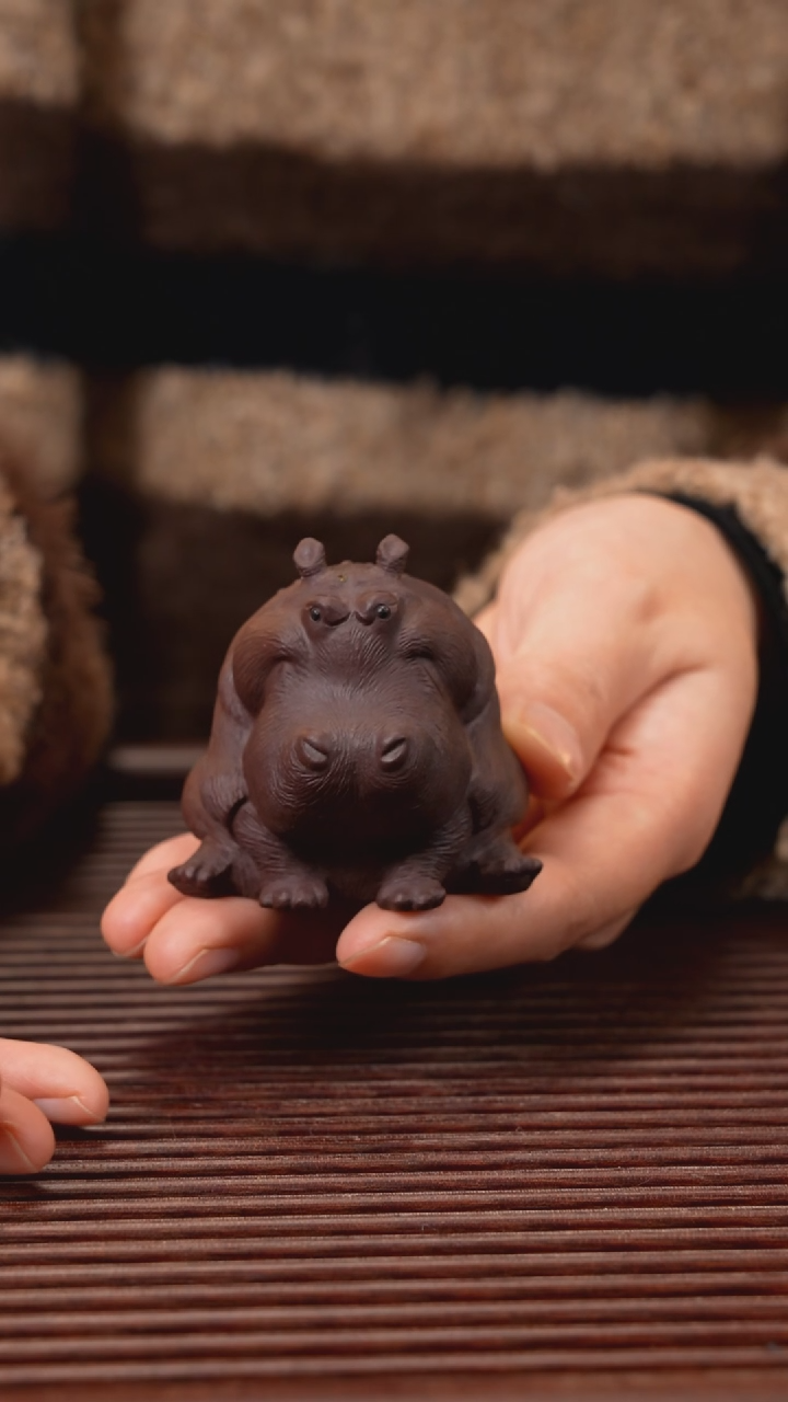 【闪购商品】紫砂茶宠紫泥小河马