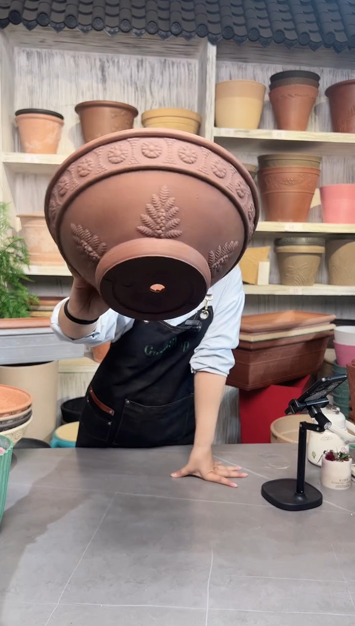 30.5*13陶土色小口径碗莲盆