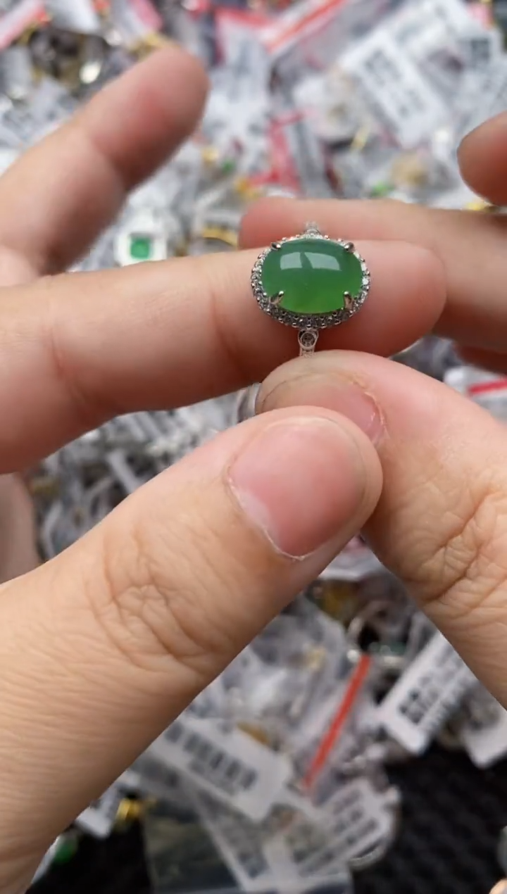 【闪购商品】翡翠戒指银S925镶嵌22222---7