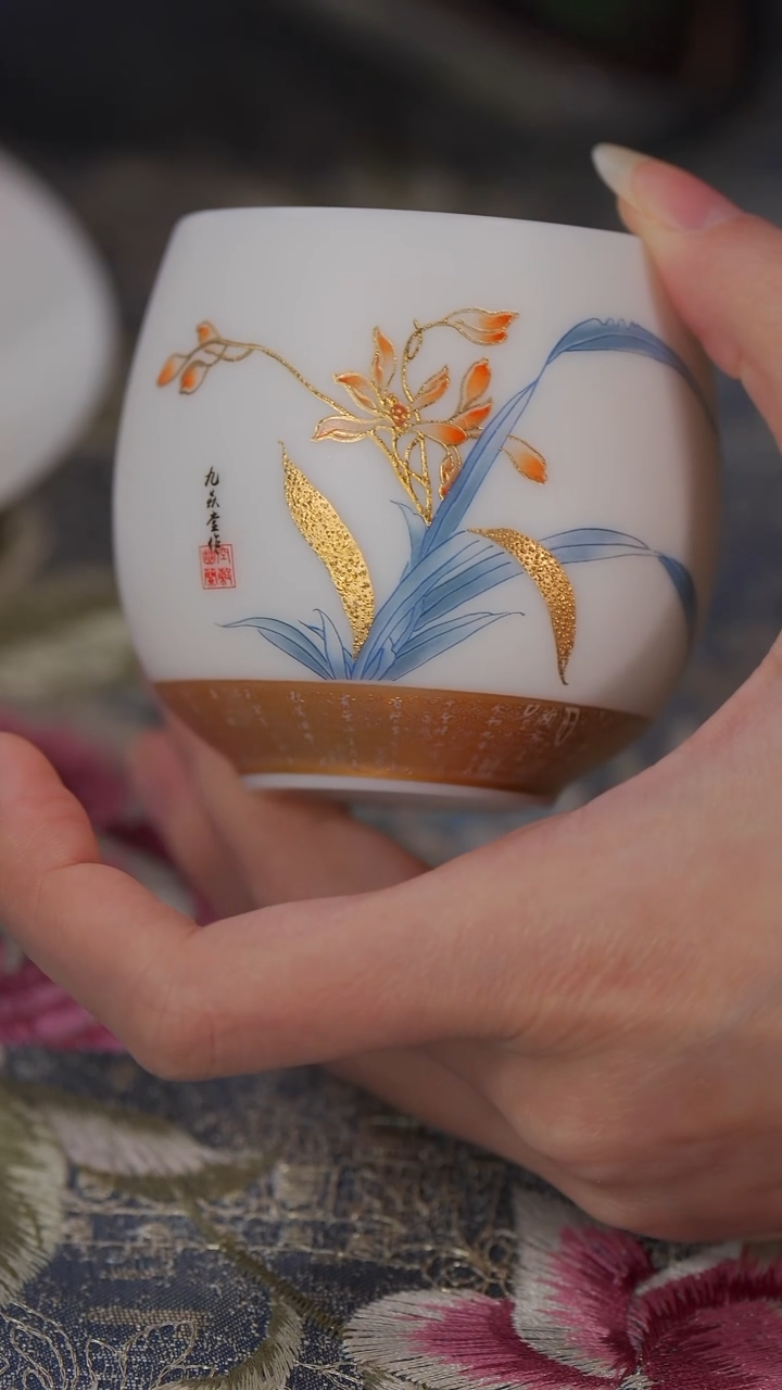 【闪购商品】兰亭集序兰花禅定杯兰亭集序兰花禅定杯