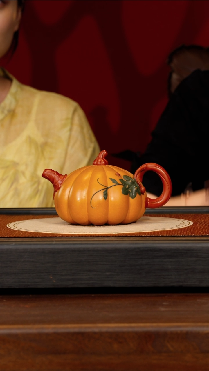 茶壶紫砂宜兴紫砂WJ 三色 南瓜壶