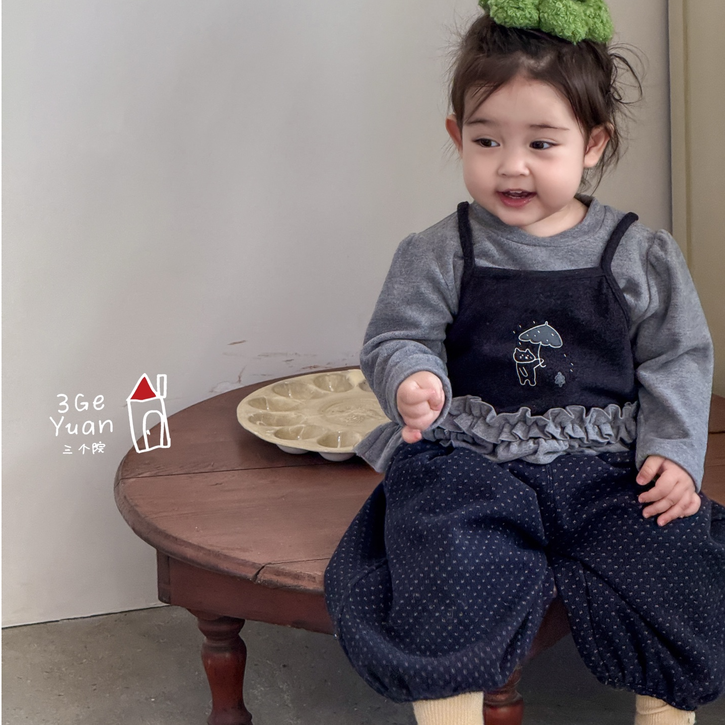 SGY--9003--下雨小猫两件套--灰色--NO退NO换