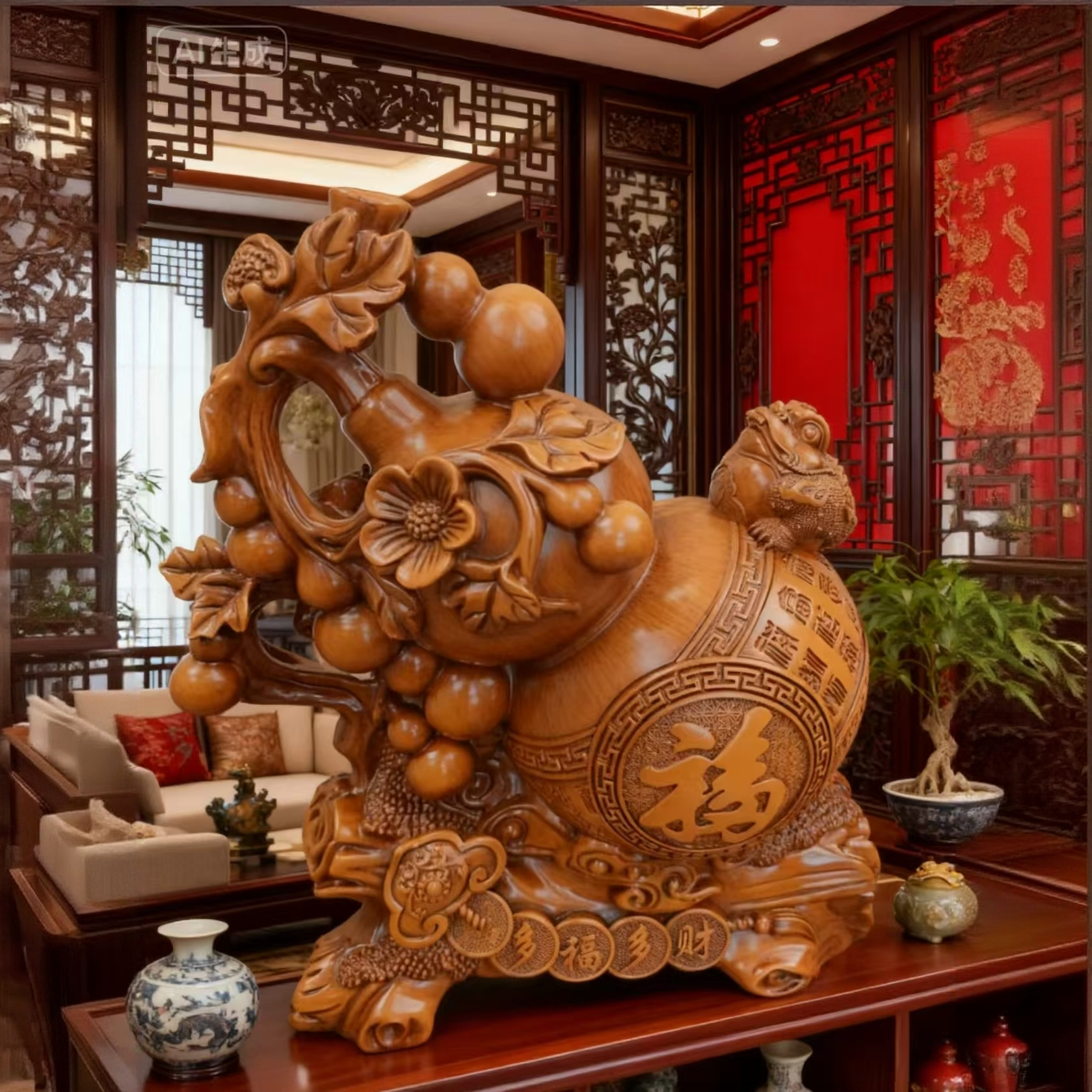 多财多福金蟾葫芦摆件客厅玄关乔迁送礼