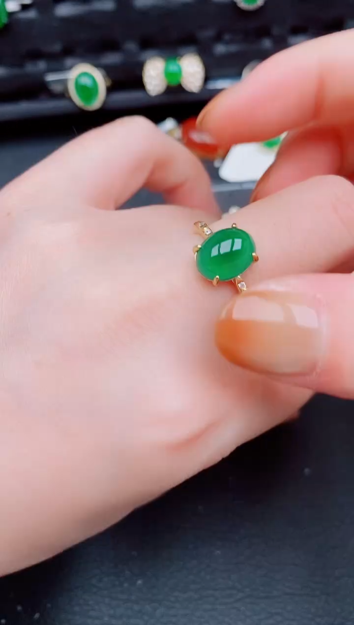 【闪购商品】翡翠戒指银S925镶嵌天然a货翡翠587