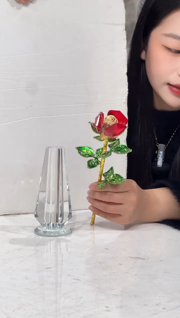 【闪购商品】玻璃水晶玫瑰花