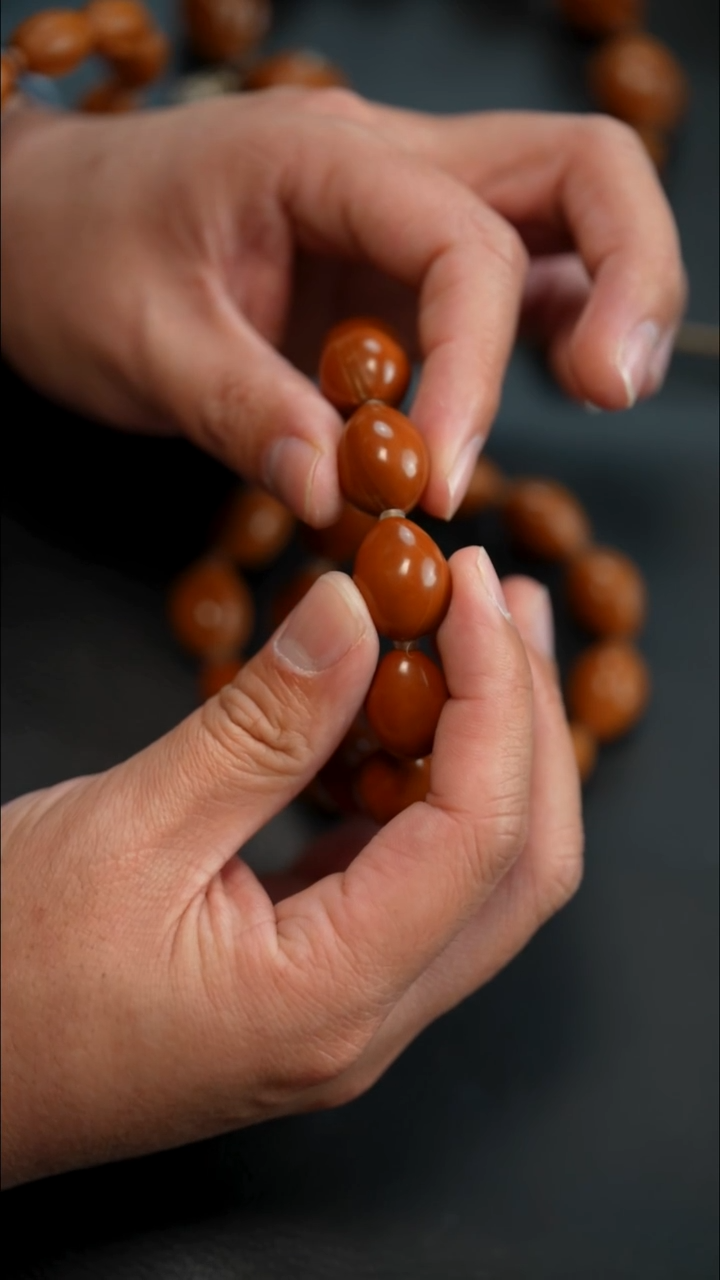 手串/手链橄榄核棕鲨高油高亮 鹅蛋 17mm