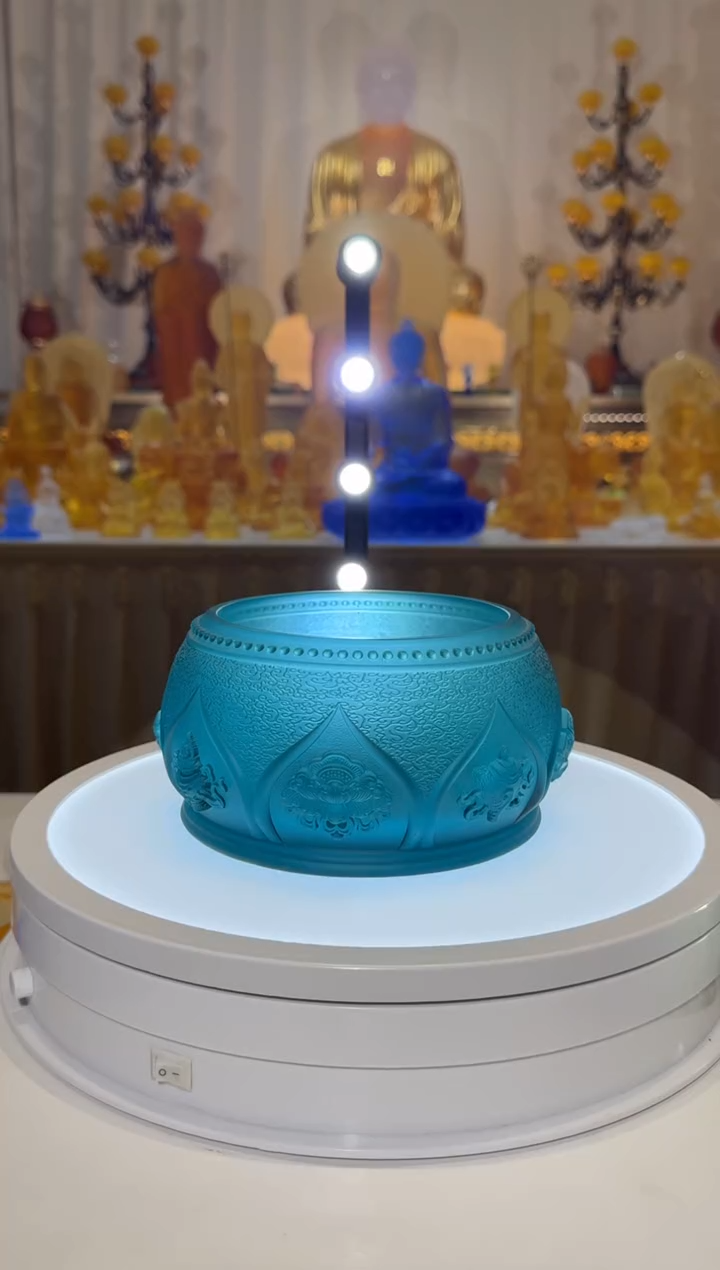 手工艺品琉璃蕙***.匠门琉璃八吉祥琥珀色小号香炉
