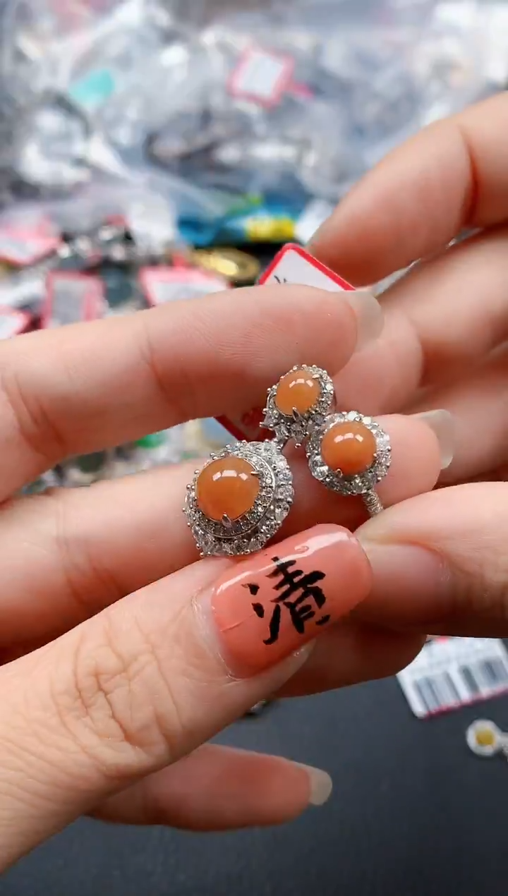 银S925镶嵌戒指翡翠天然A货缅甸翡翠