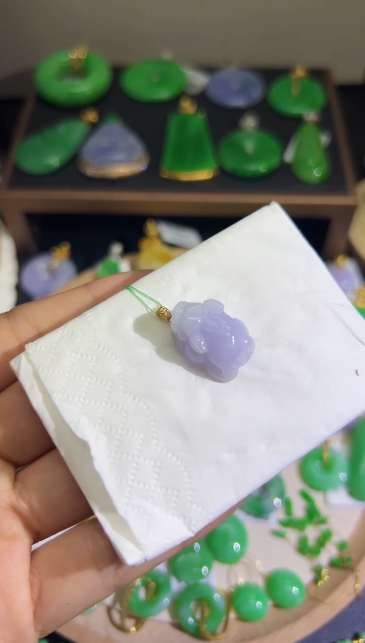 【闪购商品】翡翠颈饰18K金镶嵌Q缅料A货翡翠/支持复检/一件