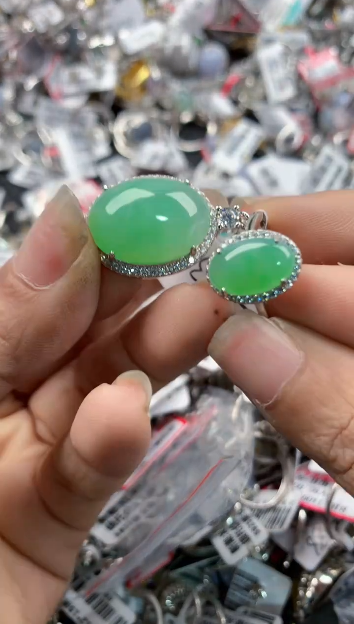 银S925镶嵌戒指翡翠16-16-16       4