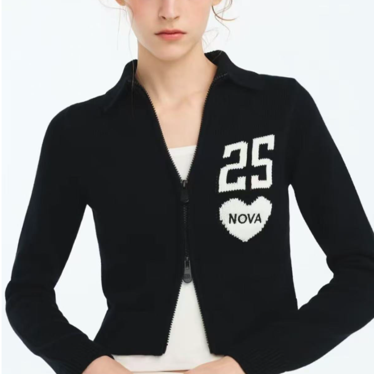 TEENIEWEENIE bearnova26春季新款女装高修身提花开衫YTCK2611S1B