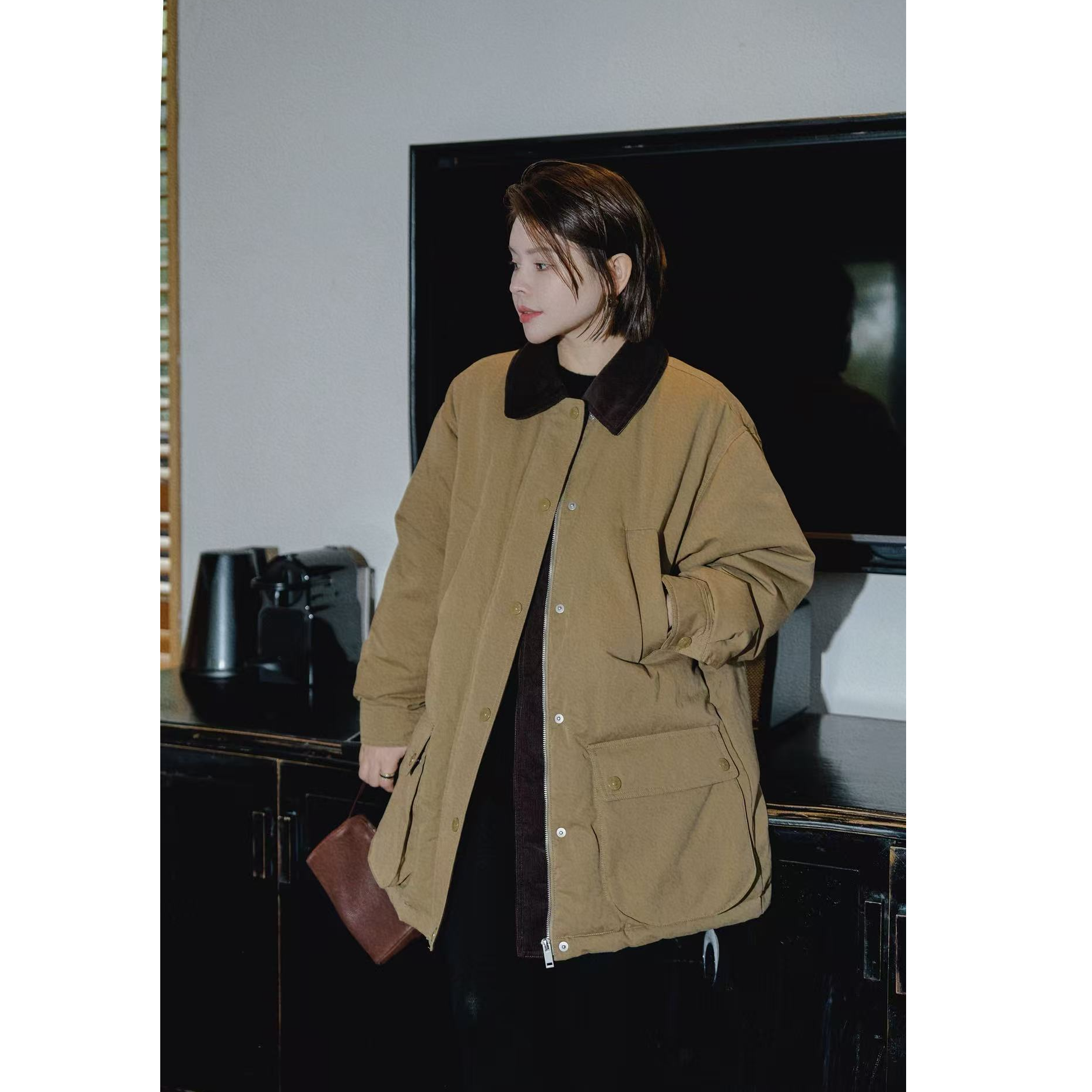 LAZYVISION90白鹅绒中长款简约翻领女士羽绒服ZMD-34324