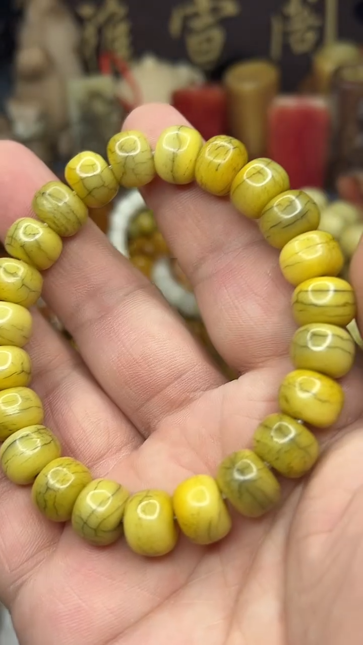 牛骨手串/手链1.2牦牛骨鸡油黄