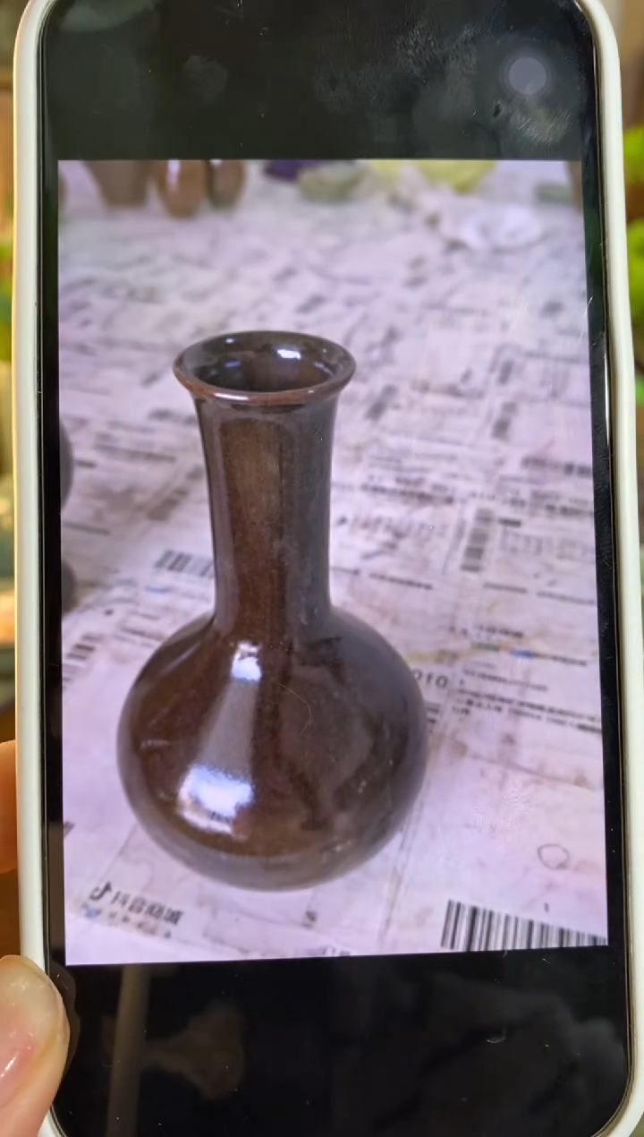 【闪购商品】XG006 黑金釉 翻口沿小花插1只微瑕