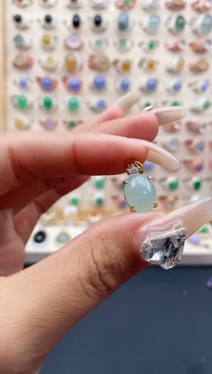 【闪购商品】翡翠颈饰银S925镶嵌天然A货翡翠222  7+4