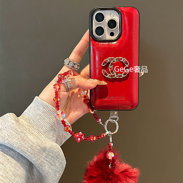 小香风酒红色气垫皮质适用苹果17pro max手机壳iphone16/15/14/13