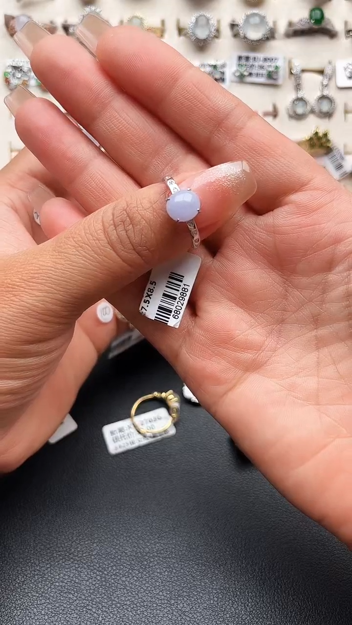 【闪购商品】翡翠戒指银S925镀金镶嵌缅甸天然A货翡翠S925银镶嵌