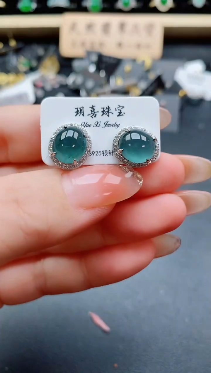 银S925镶嵌戒指翡翠1