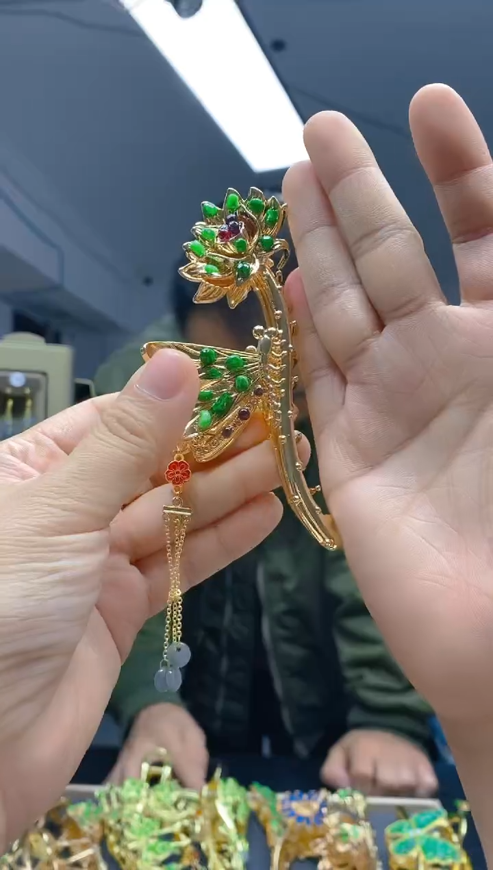 【闪购商品】翡翠耳饰合金458翡翠发簪