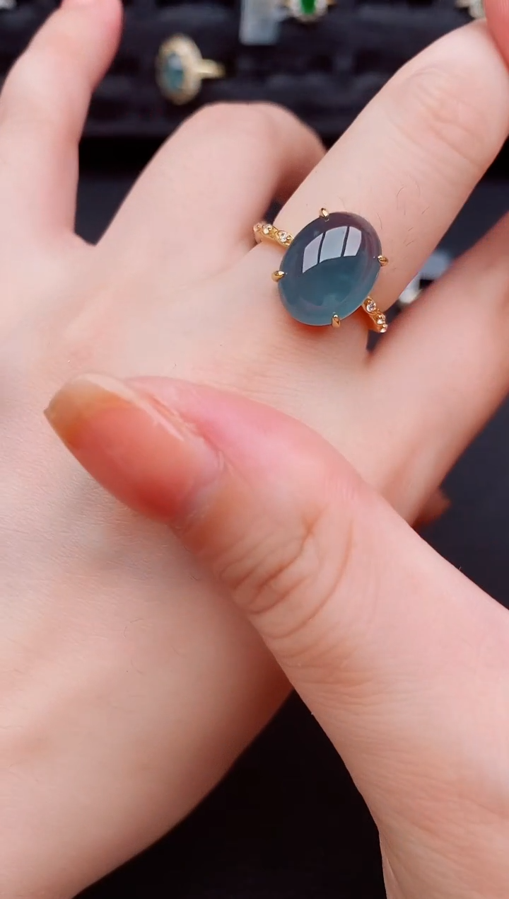 翡翠戒指银S925镶嵌天然a货翡翠330