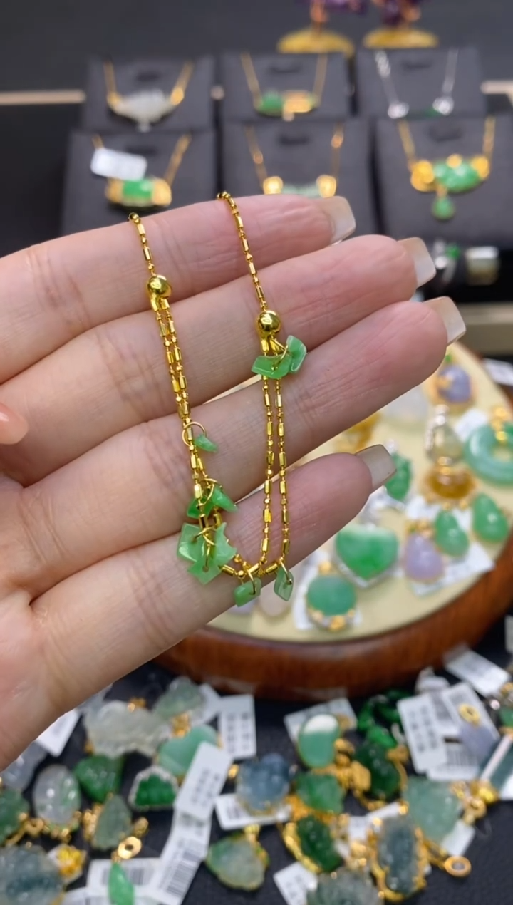 翡翠银S925镶嵌颈饰净货17072