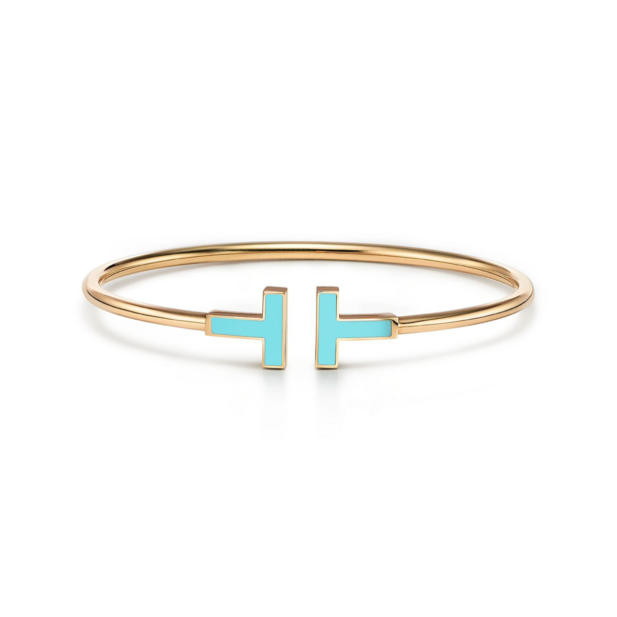 99新 Tiffany & Co./蒂芙尼 T系列绿松石线圈手镯 18K黄金材质