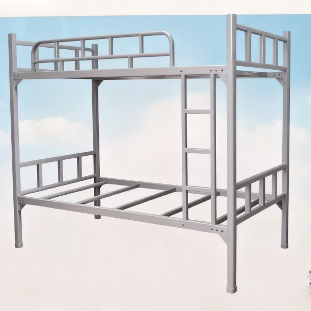 极简风铁艺金属铁艺床钢木床寝室双层床双人上下铺简易家用组装