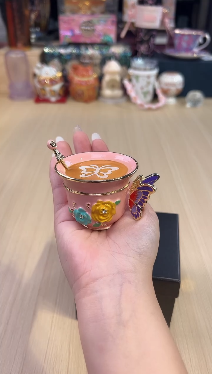 156粉色大号蝴蝶咖啡杯