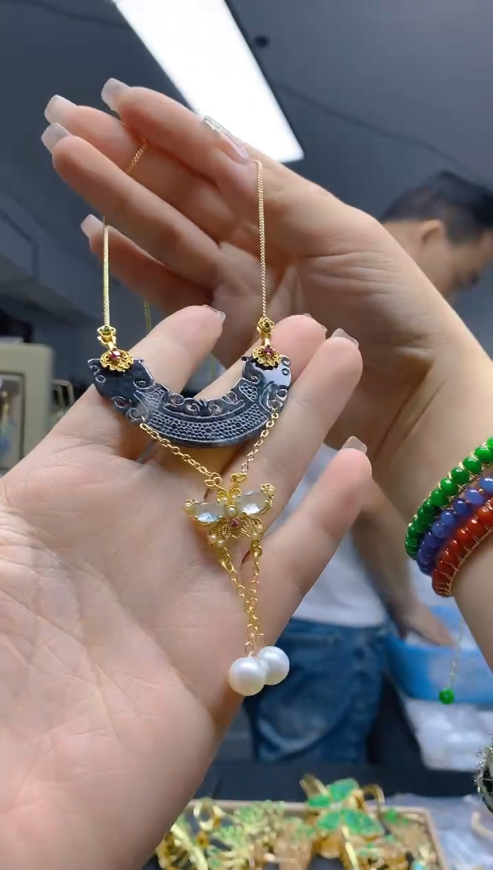 【闪购商品】翡翠耳饰合金204翡翠锁骨链