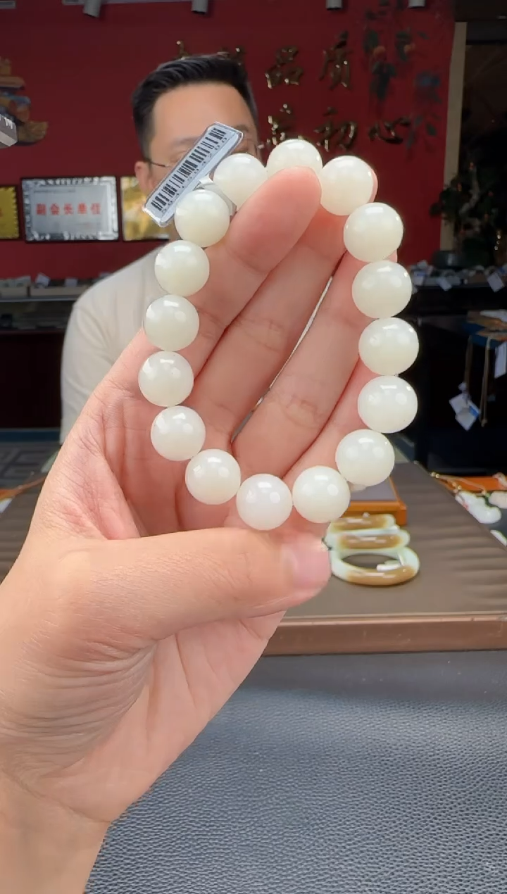 手串未镶嵌和田玉白玉单圈手串