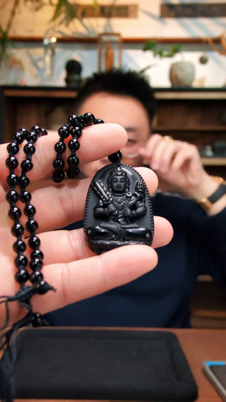 未镶嵌黑曜岩颈饰（牛虎）黑曜石虚空藏吊坠ZD