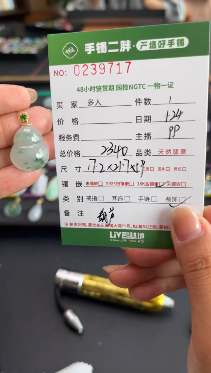 【闪购商品】翡翠吊坠(不含链)18K金镶嵌多人