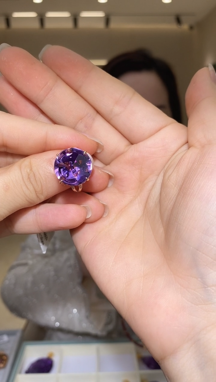 【闪购商品】紫晶戒指18K金镶嵌戒指016