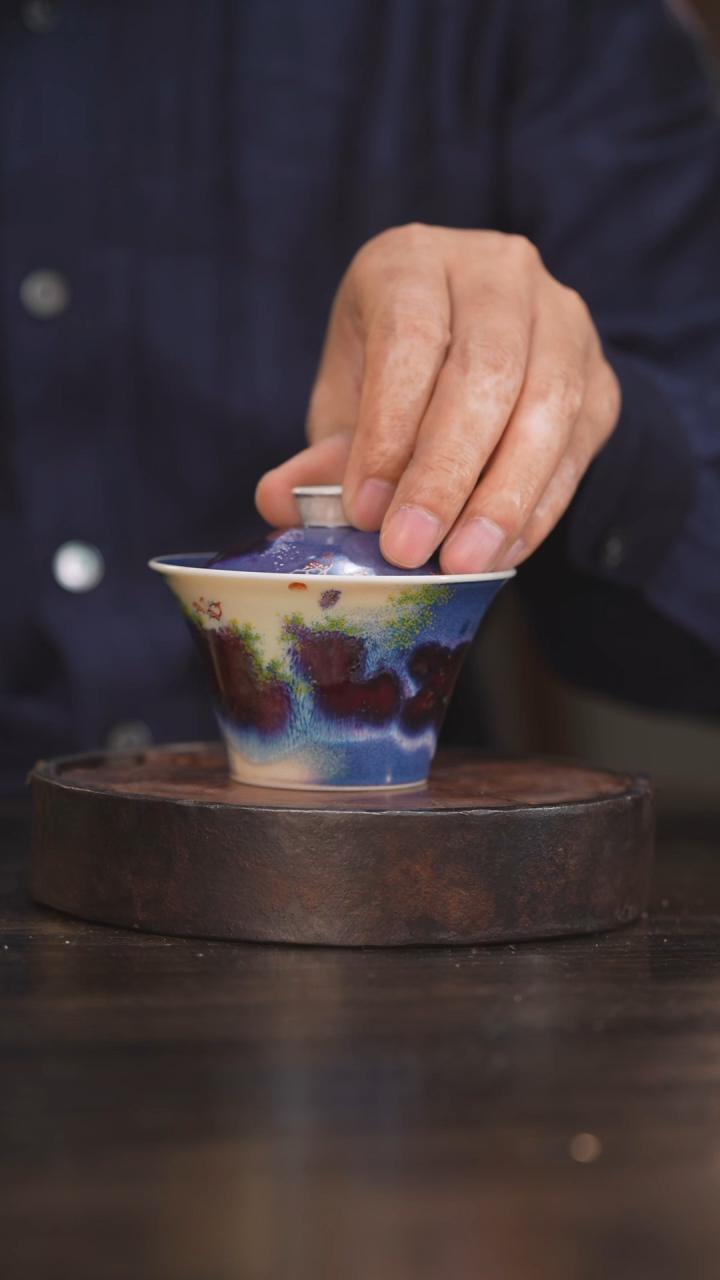 【闪购商品】杯96柴房陶瓷丨紫韵绘画盖碗