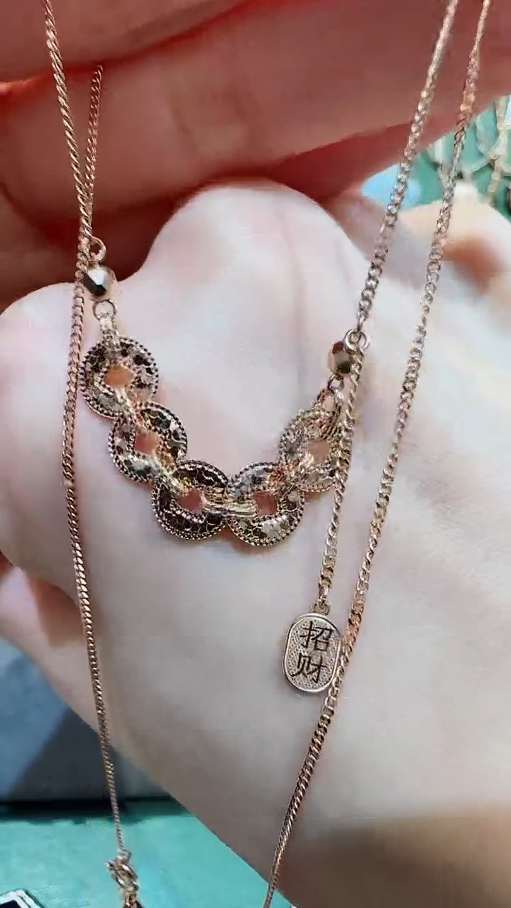 【闪购商品】18K金套链18K金爆闪铜钱套链