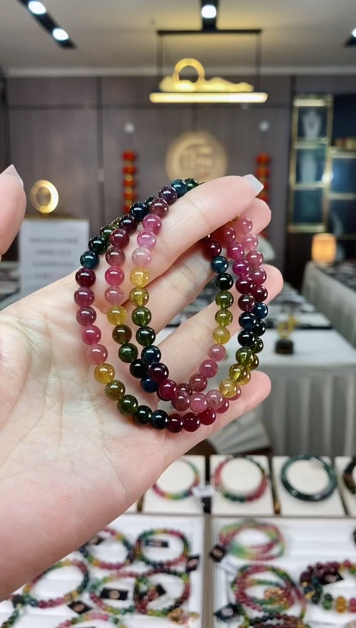 【闪购商品】碧玺三圈手串6mm+未镶嵌（多样性发一条）hon