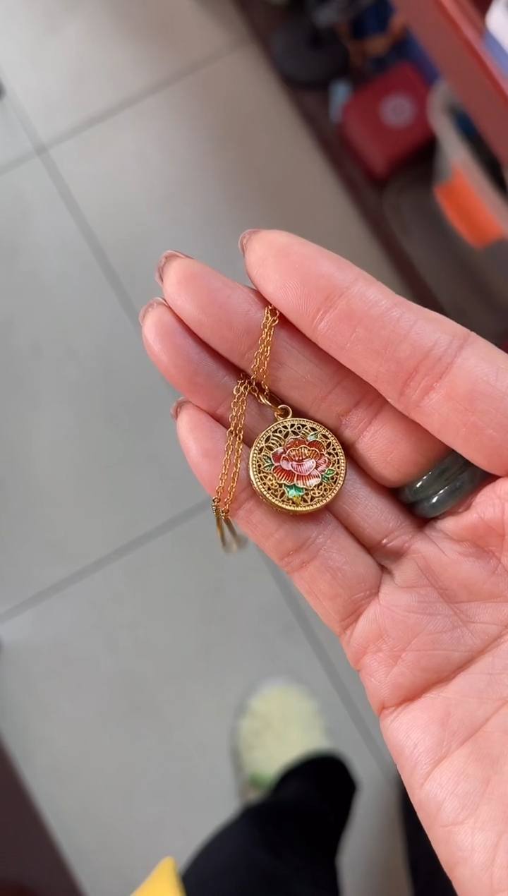 【闪购商品】牡丹珐琅景泰蓝吊坠