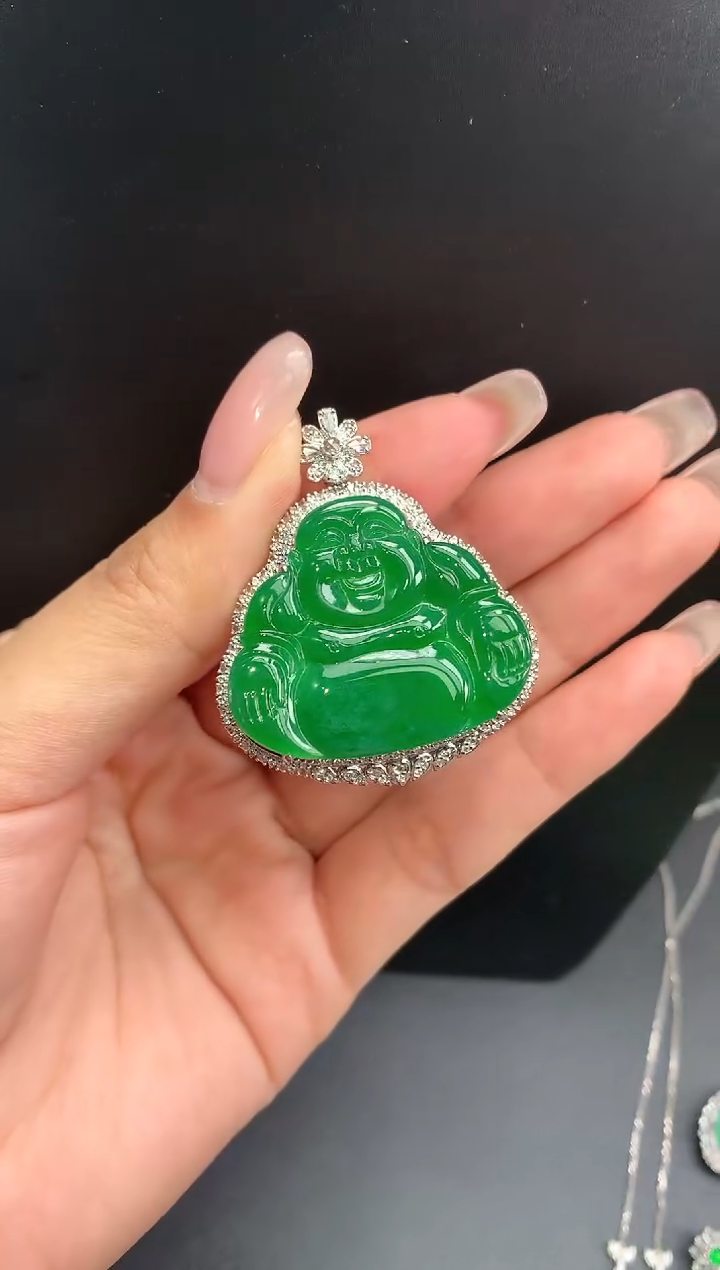 【闪购商品】翡翠颈饰18K金镶嵌佛公1611