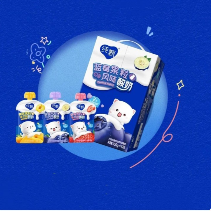 纯甄果粒酸奶蜜桃猫联名袋装便携儿童营养奶150g*12袋（1月产）
