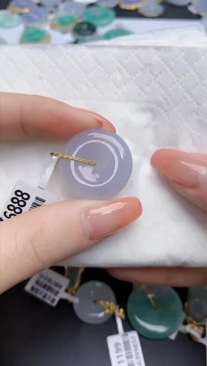 【闪购商品】翡翠颈饰18K金镶嵌天然缅甸翡翠A货