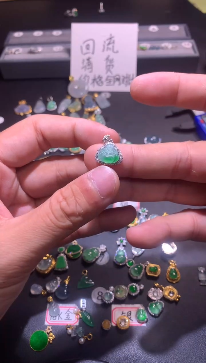 翡翠银S925镶嵌吊坠(不含链)1